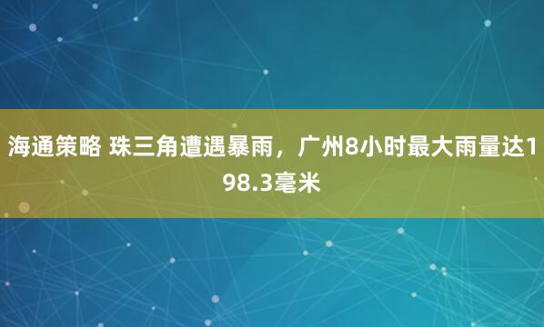 海通策略 珠三角遭遇暴雨，广州8小时最大雨量达198.3毫米